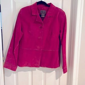 Fuchsia Suede jacket. Unique and Cool piece. Perfect for Fall.